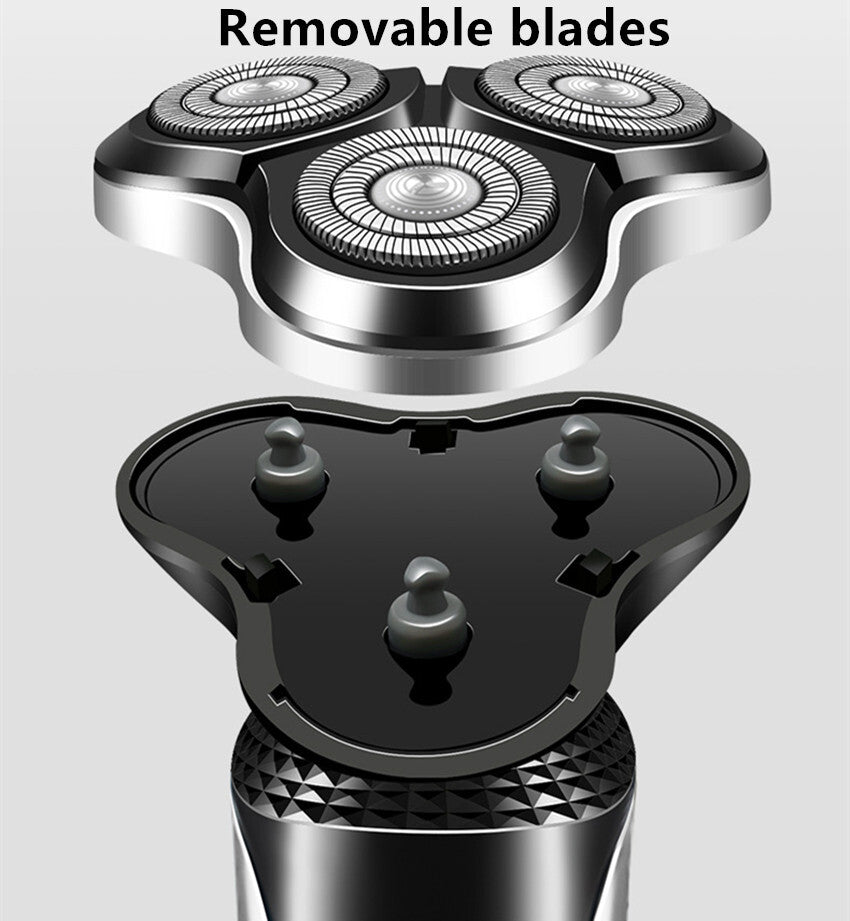Electric Shaver Mens Razor Rotary Waterproof Pop - Up Beard Trimmer Wet Dry Cordless Nose Hair Cutting Barber Shaving Machine - 5 - CJ