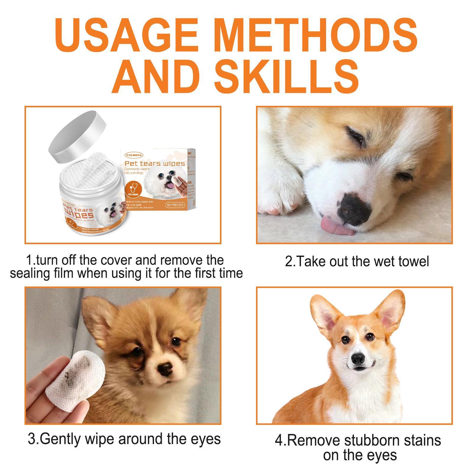 Yegebang Pet Wipes For Cleaning Dogs And Cats Tear Stains Eye Cleaning Wipes Eye Dirt Cotton Pads - 5 - CJ