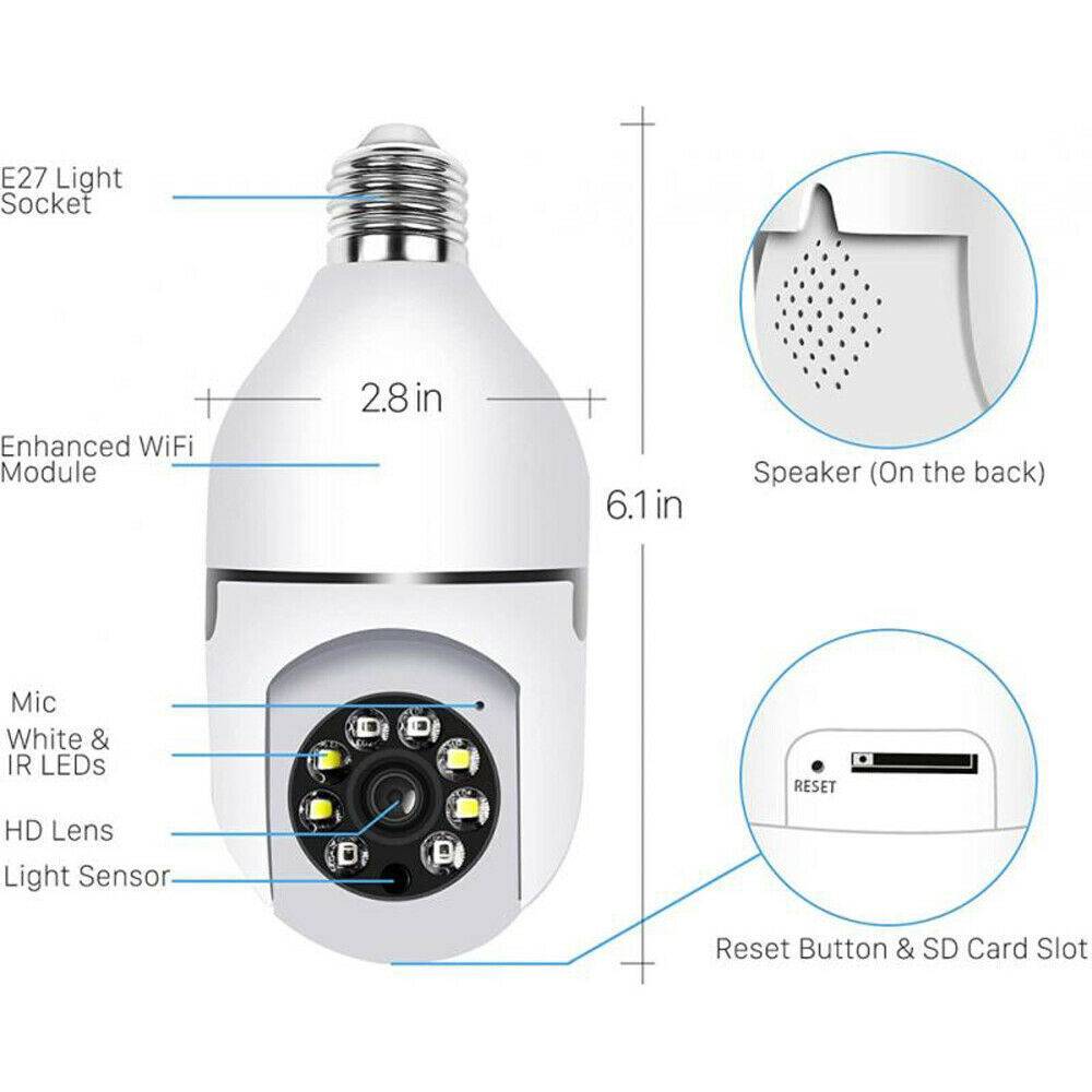 IR E27 Light Bulb Camera 1080P HD Wireless Wifi Smart Home Security Camera - 5 - CJ