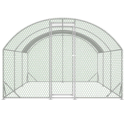 Large Chicken Coop Metal Chicken Run With Waterproof And Anti - UV Cover, Dome Shaped Walk - in Fence Cage Hen House For Outdoor And Yard Farm Use, 1 Tube Diameter, 9.84 X 19.68 X 6.56 - 5 - CJ