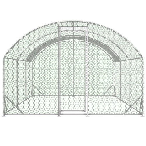Large Chicken Coop Metal Chicken Run With Waterproof And Anti - UV Cover, Dome Shaped Walk - in Fence Cage Hen House For Outdoor And Yard Farm Use, 1 Tube Diameter, 9.84 X 19.68 X 6.56 - 5 - CJ