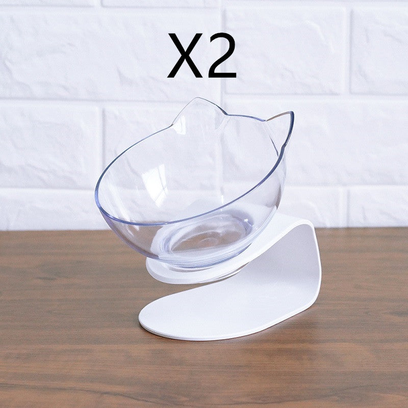 Non Slip Double Cat Bowl With Raised Stand Pet Food Cat Feeder Protect Cervical Vertebra Dog Bowl Transparent Pet Products - 0 - CJ - Single transparent shelf2pcs - CJMY122872122VE