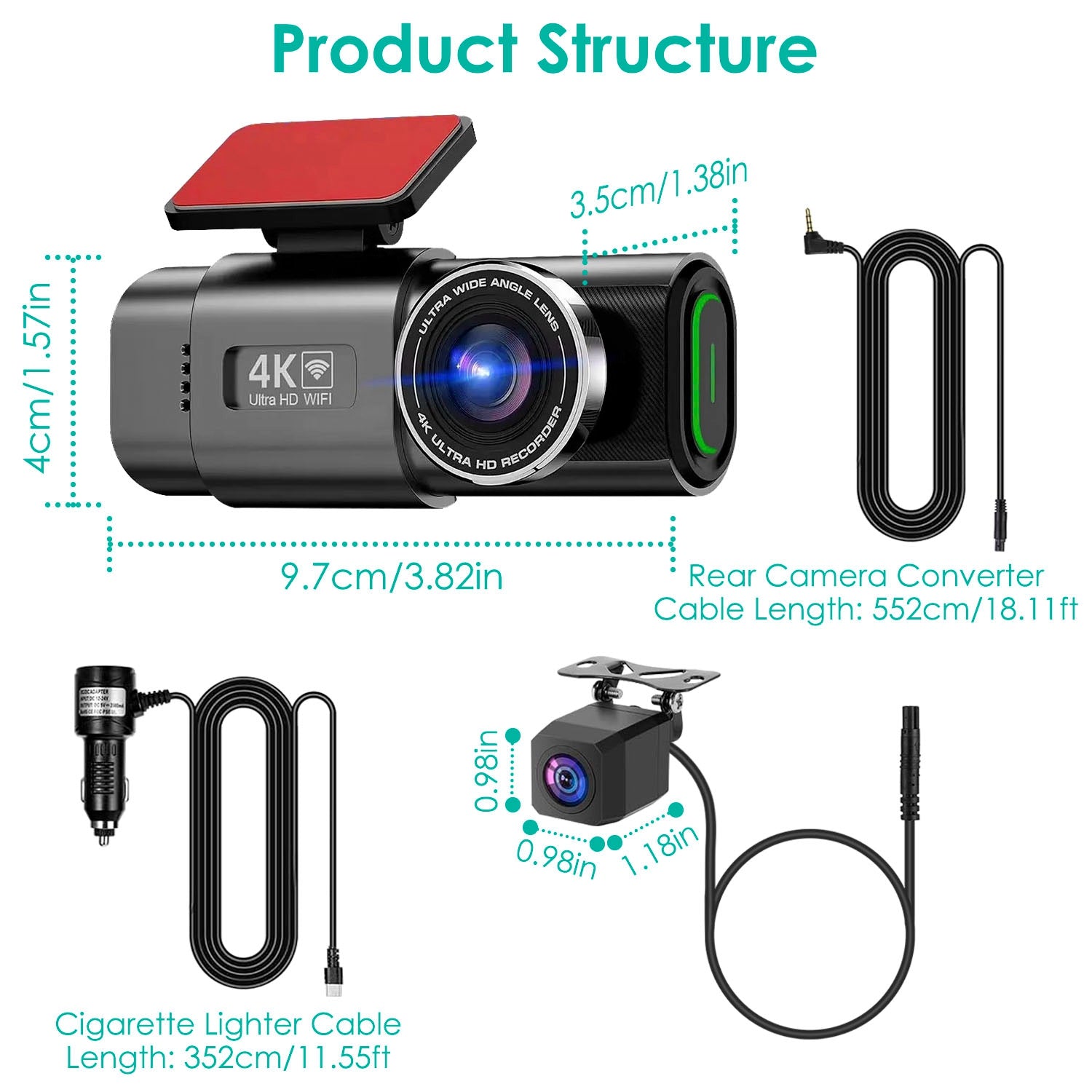 1Pc 4K 1080P Car Dash Cam 2.4GHz WiFi Car Camera Mini Driving Recorder With 140 Degree Wide Angle APP Control Night Vision G - sensor Loop Recording - 5.0 - cjdropshipping