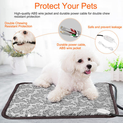1Pc Pet Heating Pad Dog Cat Electric Heating Mat Waterproof Adjustable Warming Blanket With Chew Resistant Steel Cord Case - 5 - CJ