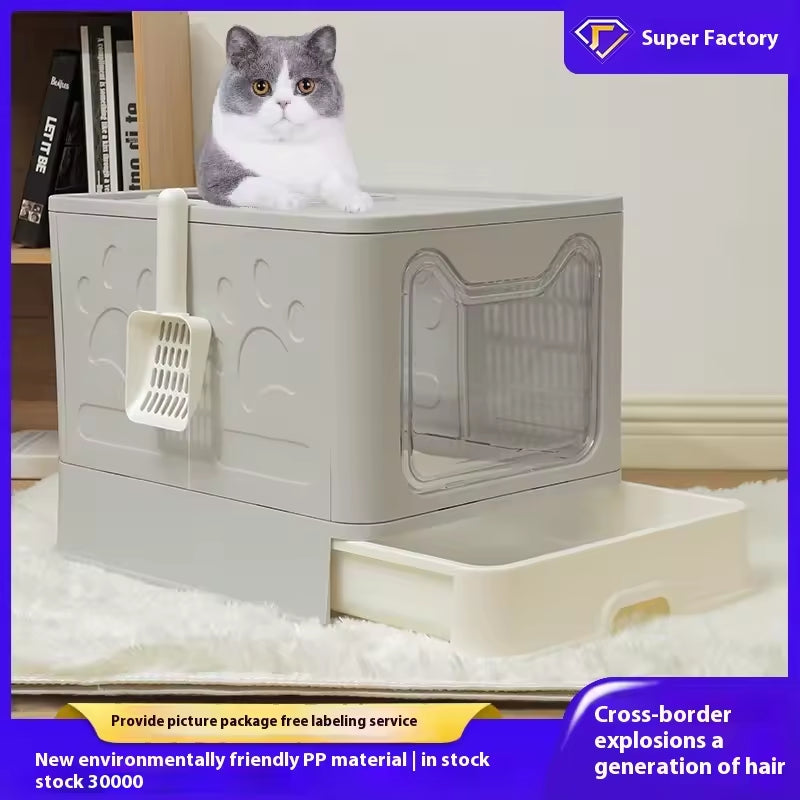 Front - entry Enclosed Extra - large Cat Litter Box With A Litter Collection Cover And A Large Scoop For Cats - 5 - CJ