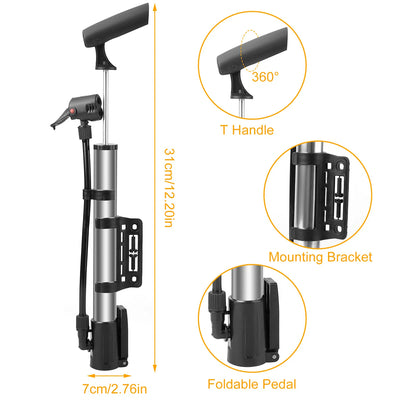 Mini Bike Portable Bicycle Tire Inflator Ball Air W Mount Frame For Mountain Road Bike - 5 - CJ