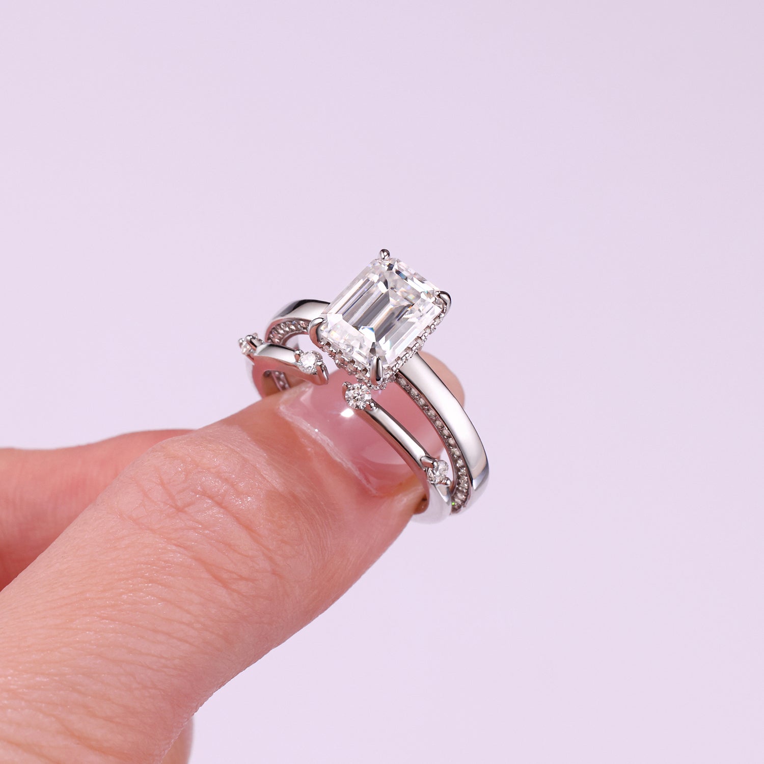 1Ice Crystal Love - Fashionable Men’s And Women’s Ring And Ring Jewelry Set With Moissanite S925 Sterling Silver And Platinum - plated Diamond Prohibit TikTok sales - 5 - CJ