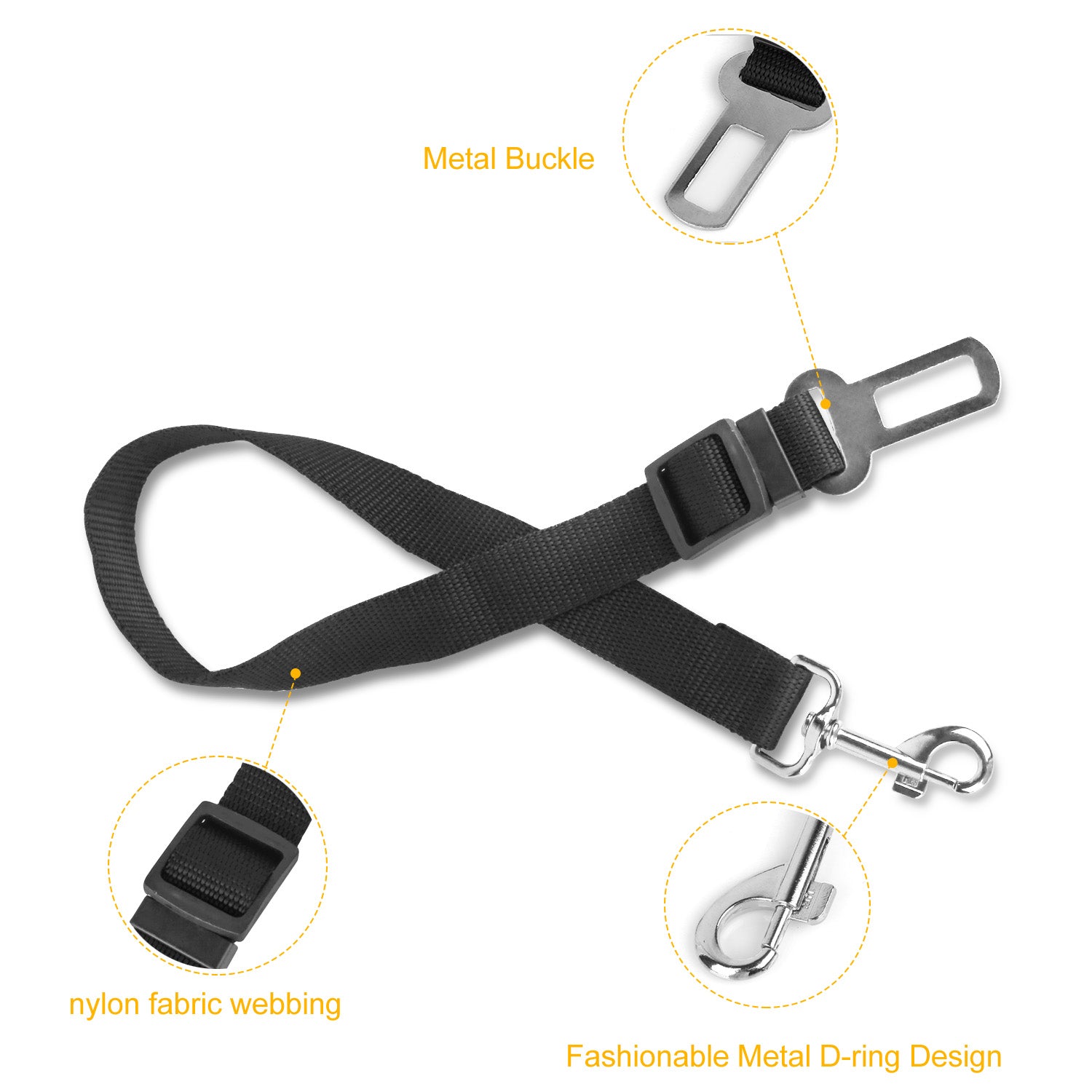2Pcs Pet Dog Seat Belt Leash Adjustable Pet Dog Cat Safety Leads Harness Car Vehicle Nylon Fabric Seatbelt Strap - 5 - CJ