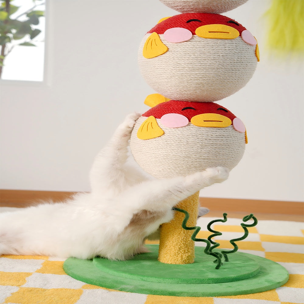 Cute Puffer Fish - shaped Cat Climbing Frame, Three - tier Climbing Tower With Base, Indoor Cat Scratching Post Climbing Frame With Vertical Claw Interactive Cat Toy, Suitable For Cats Of All Sizes - 5 - CJ
