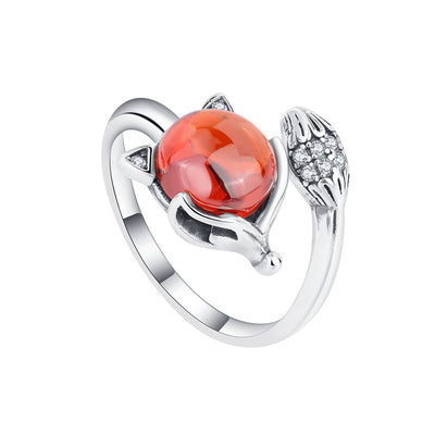 S925 Vintage Ethnic Style Sterling Silver Fox Ring - 4 - CJ