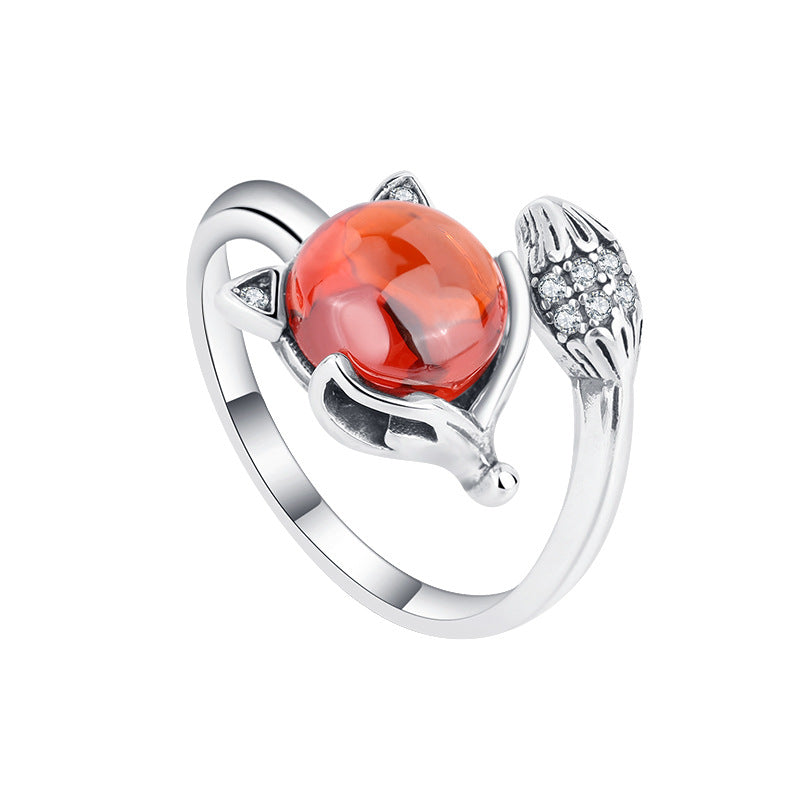 S925 Vintage Ethnic Style Sterling Silver Fox Ring - 4 - CJ