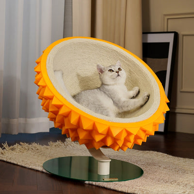 Durian Shape Cat Scratching Bed Cat House - Comfortable Sisal Rope Scratching Board With PVC Plastic Combination, 3 In 1 Cat Resting Bed - Suitable For Cat Claw Care, Cute And Sturdy Assembled Pet Fur - 5 - CJ