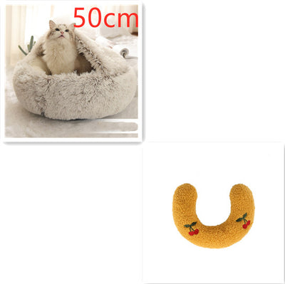 2 In 1 Dog And Cat Bed Pet Winter Bed Round Plush Warm Bed House Soft Long Plush Pets Bed Pet Products - 0 - CJ