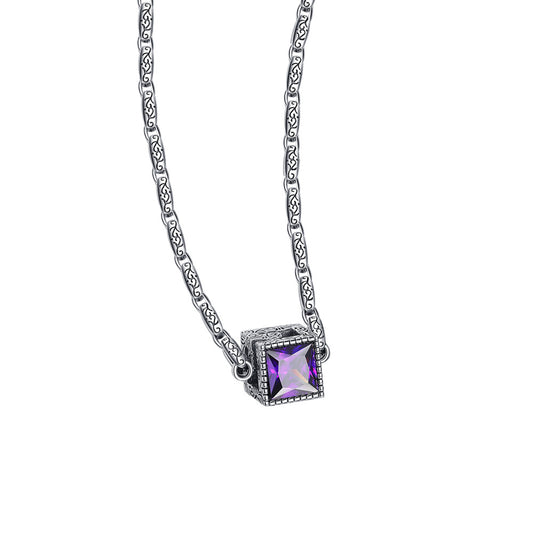 S925 Sterling Silver Large G Double Color Cubic Zircon Necklace Heavy Industry High Quality - 4 - CJ
