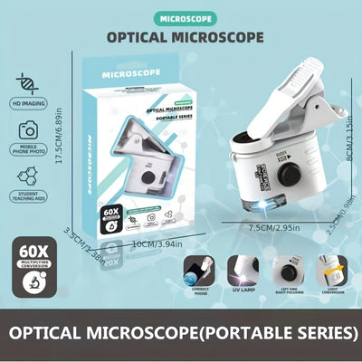 Mini Mobile Phone Microscope, 60x Pocket Microscope, Handheld Portable LED Lighted Magnification Endoscope With A Mobile Phone Adapter Clip - 5 - CJ
