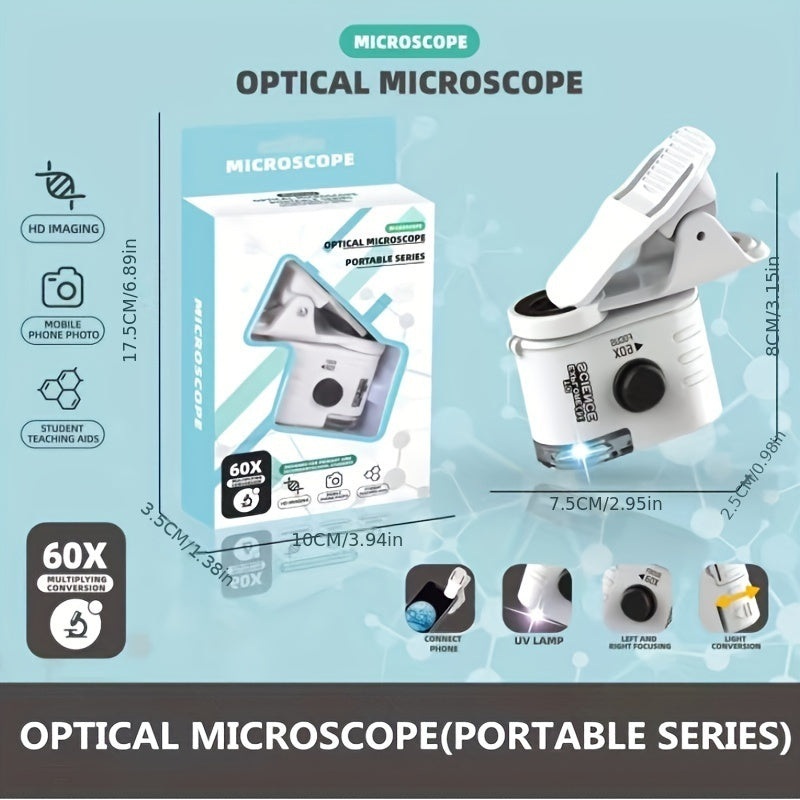Mini Mobile Phone Microscope, 60x Pocket Microscope, Handheld Portable LED Lighted Magnification Endoscope With A Mobile Phone Adapter Clip - 5 - CJ