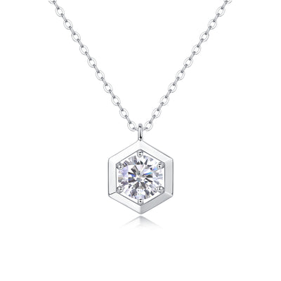 1Geometric - A Fashionable And Luxurious Diamond Jewelry Pendant Set With 1 - carat Moissanite S925 Sterling Silver Prohibit TikTok sales - 5 - cj