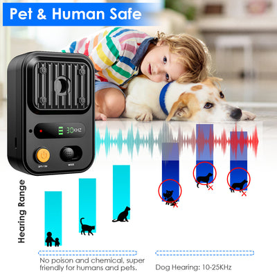 Black - Green Color Options - 1Pc Ultrasonic Anti - Barking Device Rechargeable Auto Dog Bark Control Deterrent Box Training Device IPX4 Waterproof With 3 Frequency Max 32.8Feet Sensing Distance For Most - 5 - CJ