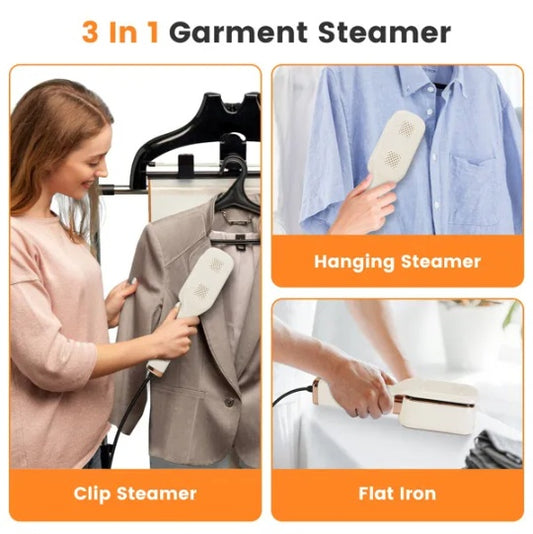 3 In 1 Travel Steamer For Clothes, 1000W Handheld Garment Steamer With 180 Rotating Head - Flat Iron, Hanging & Clip Steamer, Dry Wet Ironing, 20OZ Leak - Proof Tank, Lightweight For Travel Home - 5 - CJ