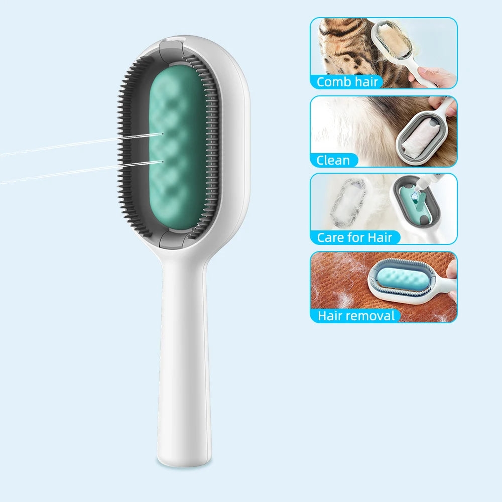 Cat Hair Brush With Water, Sticky Brush For Cats, 4 In - 1 Cat Grooming Brush Creative Update Cat Dog Grooming Comb With Water Tank Double - Sided Hair Removal Brush Kitten Pet Supplies Accessories - 5 - CJ