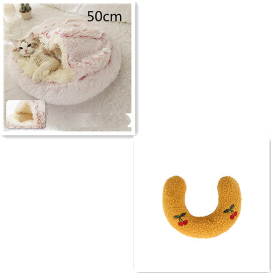2 In 1 Dog And Cat Bed Pet Winter Bed Round Plush Warm Bed House Soft Long Plush Pets Bed Pet Products - 0 - CJ