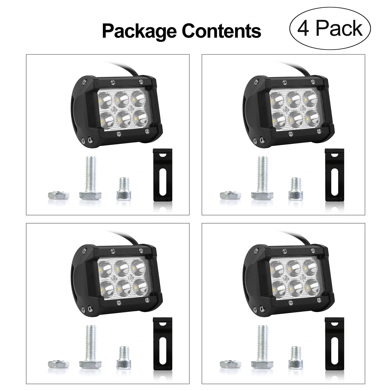 4 PCS 4in 18W Driving Lamp Dual Row LED Waterproof Spot Light Pod Cube Light - 5 - cjdropshipping