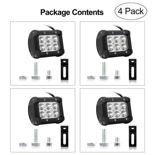 4 PCS 4in 18W Driving Lamp Dual Row LED Waterproof Spot Light Pod Cube Light - 5 - cjdropshipping