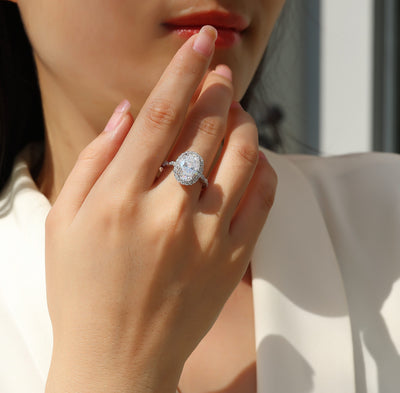 1Bright Moon - A Fashionable Diamond Jewelry Piece Set With Moissanite S925 Sterling Silver And Platinum - plated Diamond Ring Prohibit TikTok sales - 5 - CJ