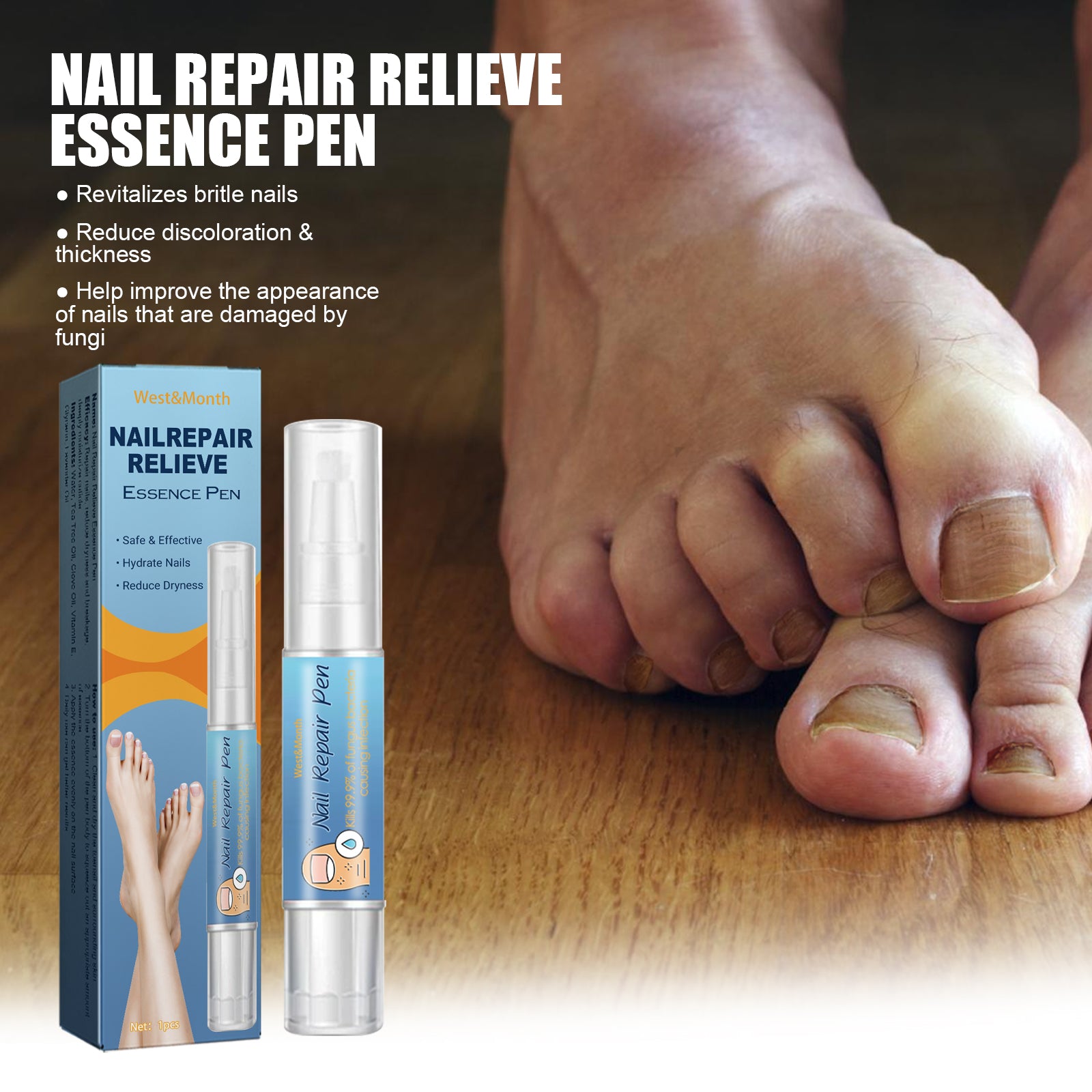 West&Month Nail Repair Relieve Essence Pen, Moisturizing Repair Hand And Foot Inlay Nail Thickening Grey Nail Correction Pen - 5 - CJ