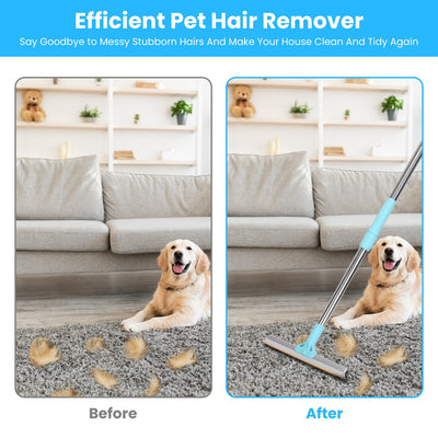 1Pc Pet Hair Removal Rake With 54.33in Adjustable Telescopic Rod Multi - Fabric Dog Cat Hair Scraper Lint Shaver For Carpet Rug Clothes Couch - 5 - CJ