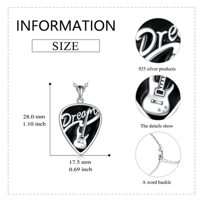 Sterling Silver Music Guitar Pick Pendant Necklace Jewelry Gifts for Women - 5 - cjdropshipping