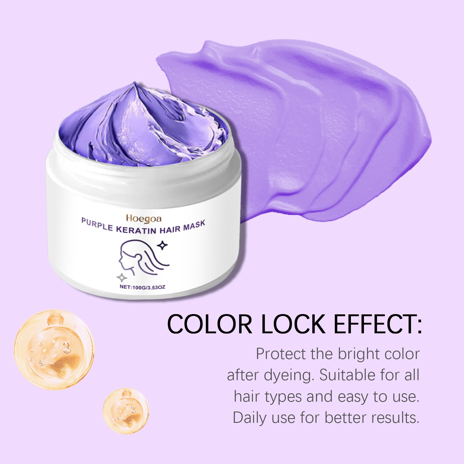 Hoegoa Keratin Purple Hair Mask Nourishing Moisturizing For Dry And Frizzy Hair Smooth And Shiny Care Mask - 5 - CJ