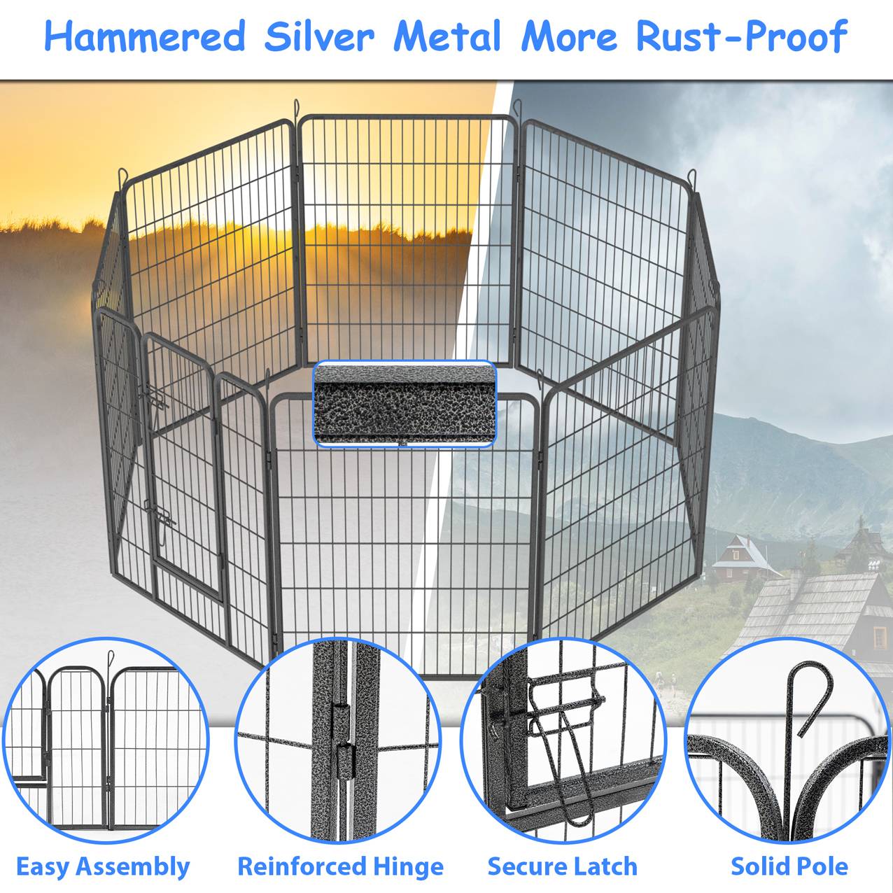 Dog Pens Outdoor Dog Fence Dog Playpen For Large Dogs Dog Kennel Pet Playpen - 5 - CJ