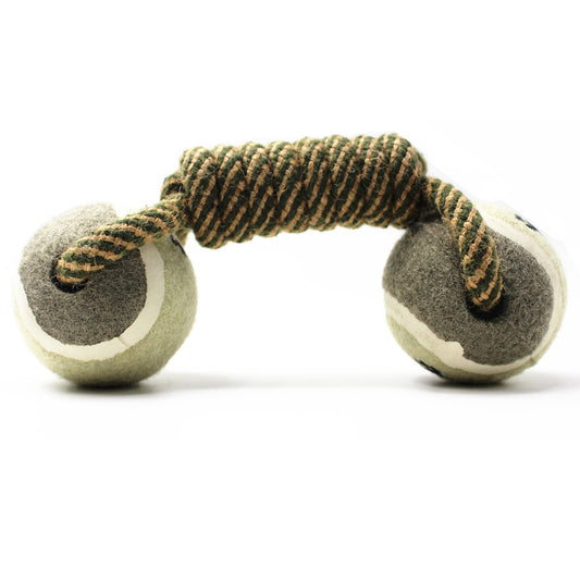 Pet Dumbbell Rope Tennis Ball Chew Toys Teeth Cleaning - 0 - CJ