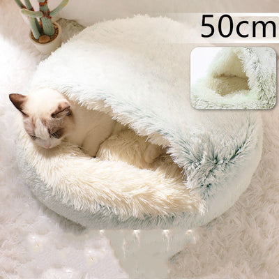2 In 1 Dog And Cat Bed Pet Winter Bed Round Plush Warm Bed House Soft Long Plush Pets Bed Pet Products - 0 - CJ
