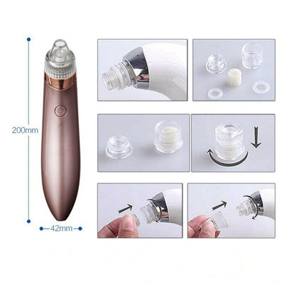 Electric Blackhead Vacuum Pore Cleaner Acne Pimple Remover Strong Suction Tool Electric Blackhead Remover Pore Vacuum Suction Diamond Dermabrasion Face Cleaner - 5 - CJ