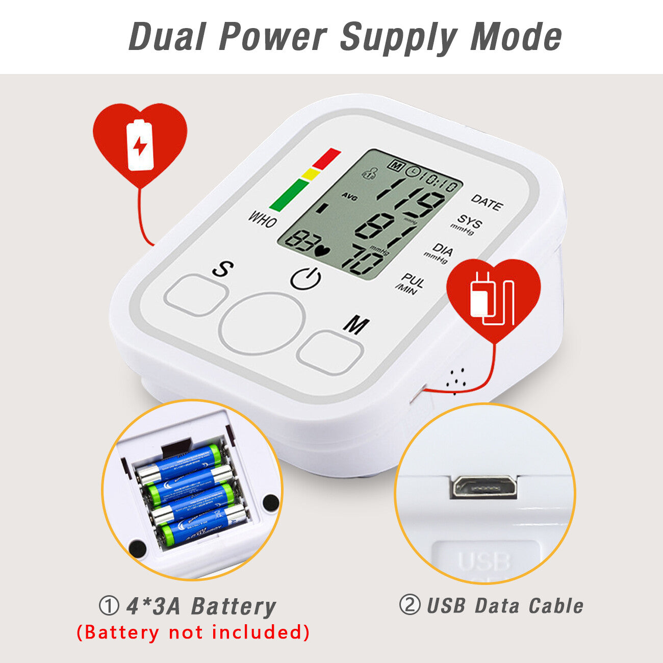 Automatic Upper Arm Blood Pressure Monitor Pulse Meter BP Machine Voice Talking - 5 - CJ