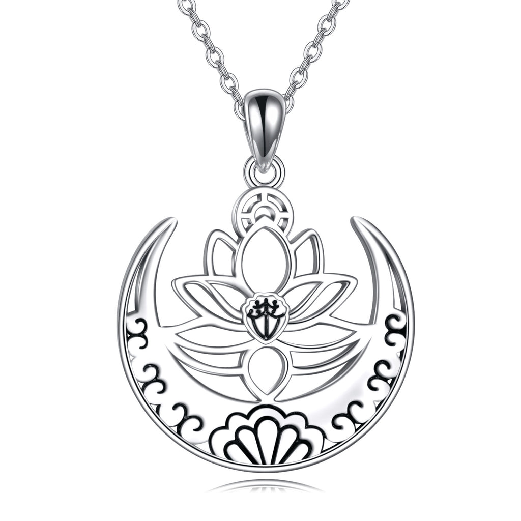 Lotus Flower Symbol Yoga Necklace Sterling Silver Sanskrit Symbol  Balancing Jewelry