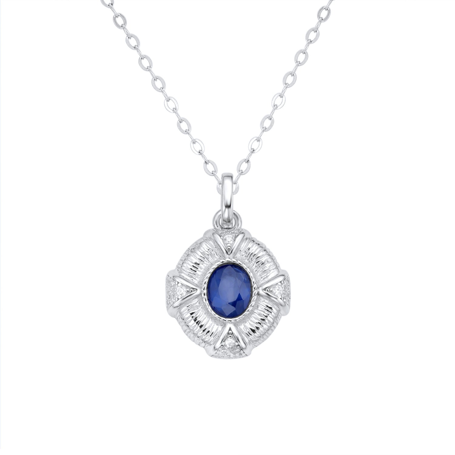 Simple Jewelry Retro Sapphire Pendant S925 Silver Necklace Cool Wind Collar Chain - 4 - https://x.com/titan_prim62775J