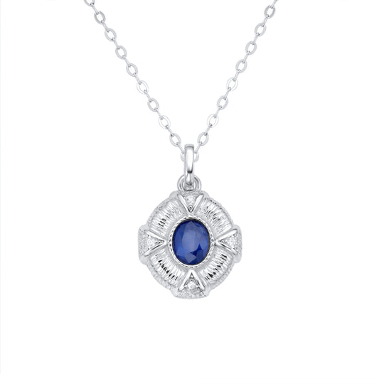 Simple Jewelry Retro Sapphire Pendant S925 Silver Necklace Cool Wind Collar Chain - 4 - https://x.com/titan_prim62775J