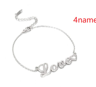 Personalized DIY Custom Name Bracelet Stainless Steel - 7 - CJ - Silver 4 name - Adult - CJSL118669325YB