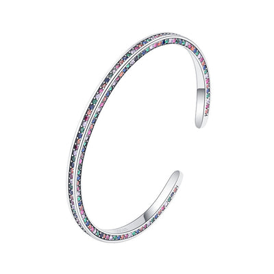 925 Sterling Silver Three Side Rainbow Zircon Bracelet Women Ins Small Minority Design Luxury High Sense Delicate Cool Wind - 4 - CJ