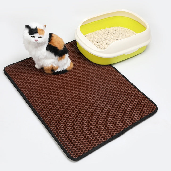 Pet Cat Litter Mat Pet Supplies EVA Double Cat Litter Mat - 0 - CJ - brown - S - CJJJCWMY00201 - brown - S - 30x30cm