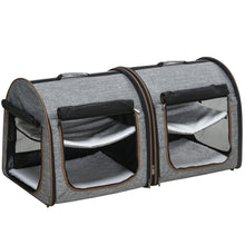 Portable Soft - sided Pet Cat Carrier With Divider, Two Compartments, Padded And Storage Bag, Grey - 5 - CJ