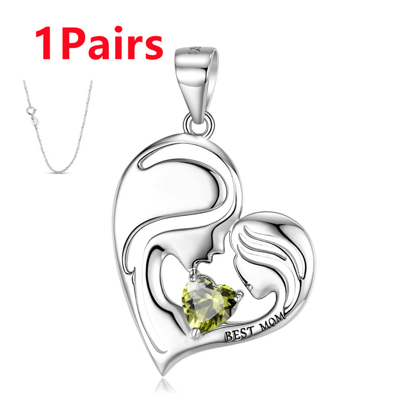 S925 Sterling Silver Best Mom Necklace Mother's Day Series Necklace - 4 - CJ - PNC00828 Set - CJJE159972321UF