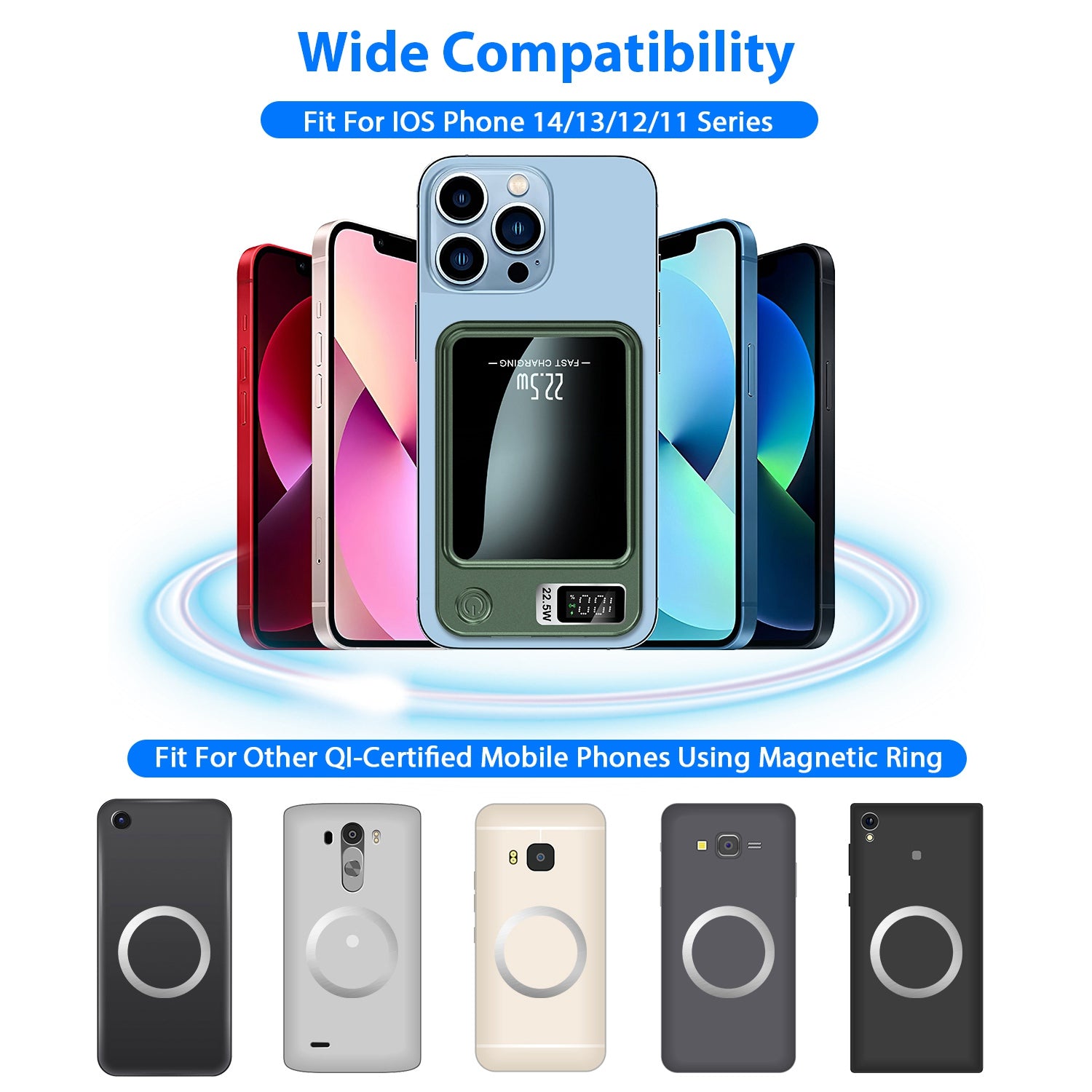 1Pc 2 In 1 Magnetic Wireless Power Bank 10000mAh PD20W Fast Charger MagSafe Wireless Power Bank Fit For IOS Phones IOS Phone 17 Series And More - 5 - CJ
