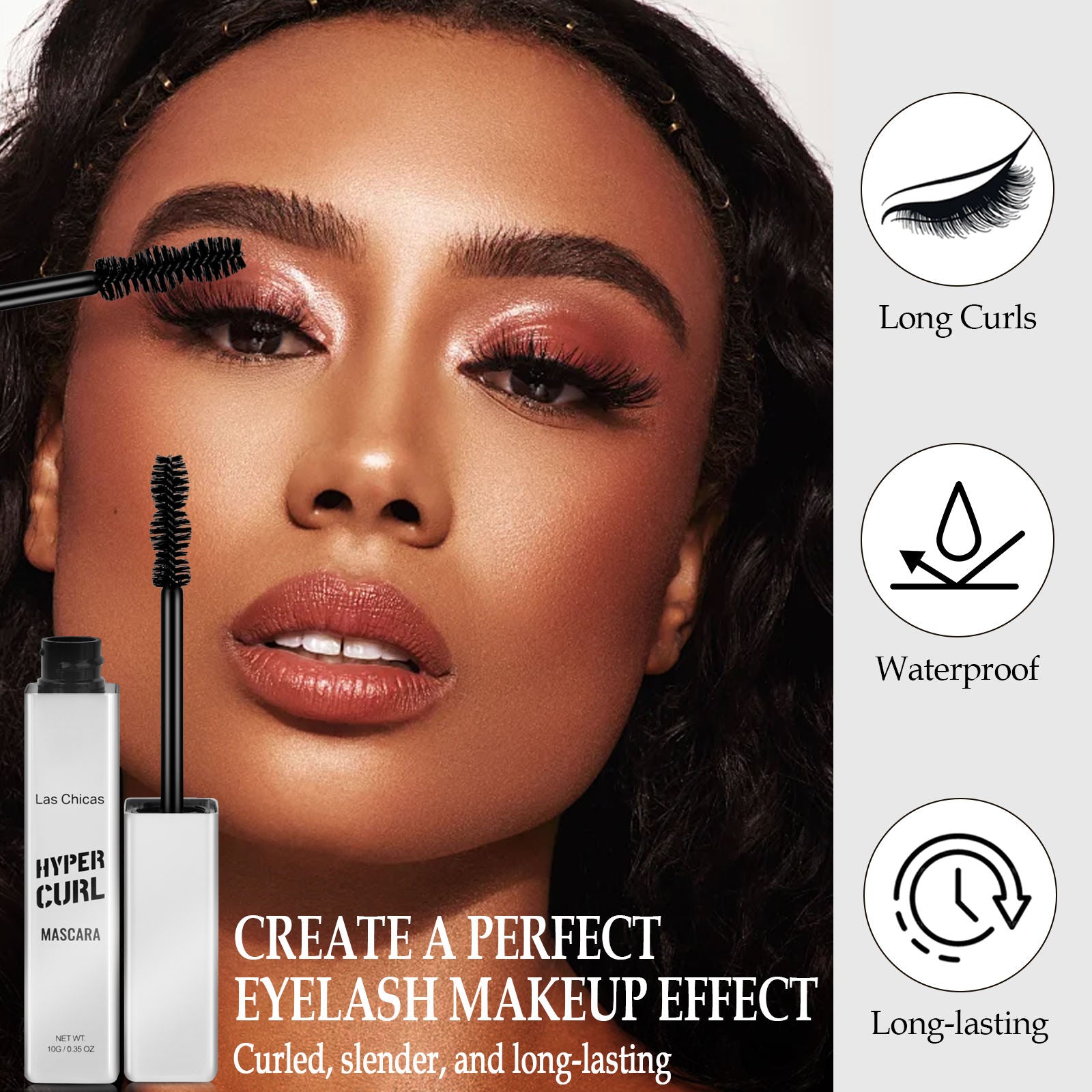 2pcs Las Chicas 12 - hour Long - lasting Waterproof 10ml Ultra Volumizing Lengthening Clump - free Oil - proof Black Mascara - 5 - CJ