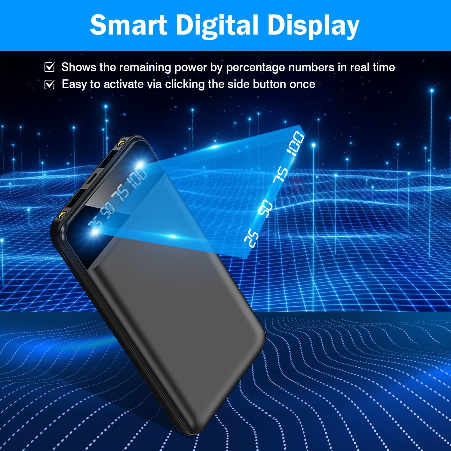 1Pc 10000mAh Power Bank Portable Ultra Slim Charger External Battery Pack With 2 USB Output Ports Charging Cable LED Flashlight Compatible With IOSPhone 15 And More - 5 - CJ