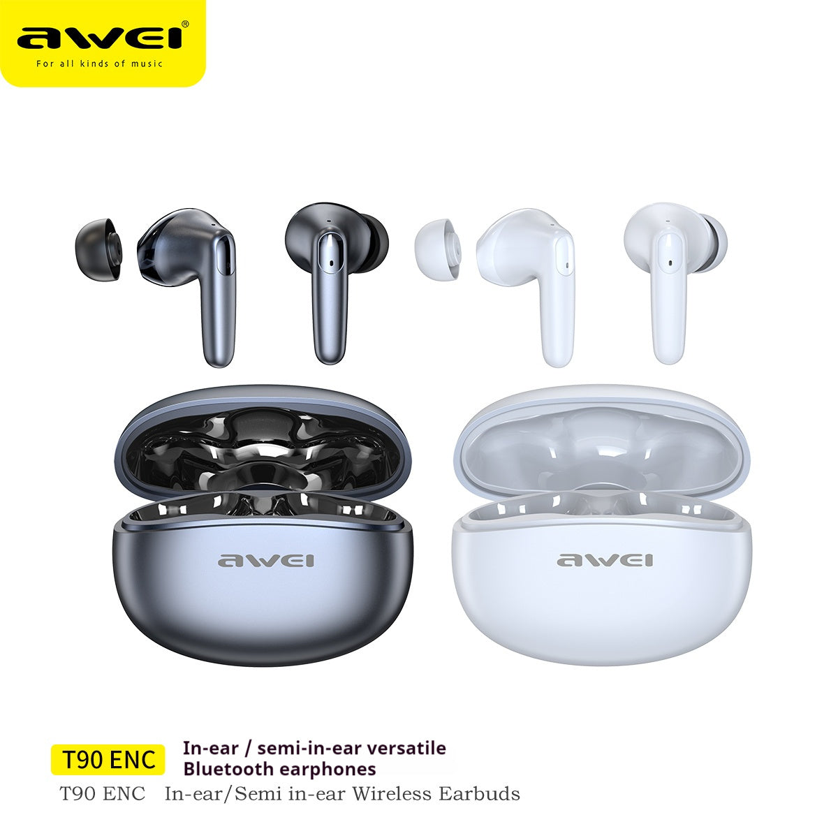 AWEI ENC In-ear Semi-in-ear Noise Cancelling Bluetooth Headphones