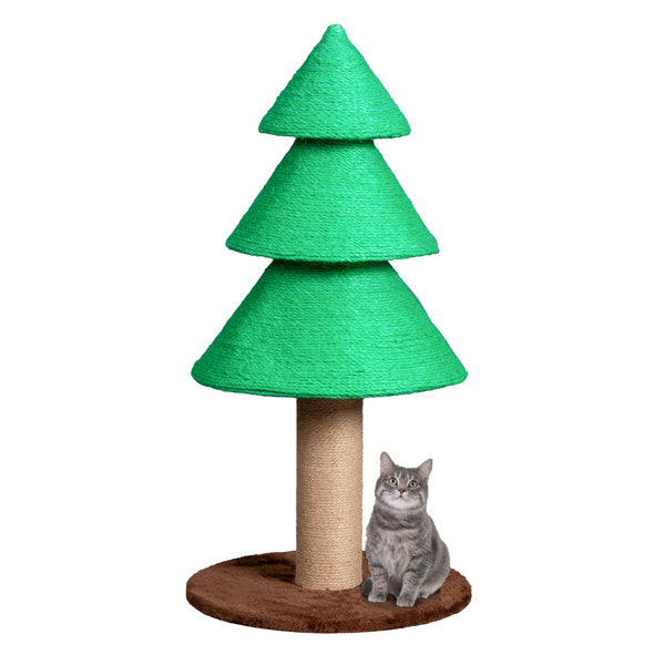 31.5in Christmas Tree Cat Scratcher, Cat Scratching Post For Indoor Cats, Large Sisal Cat Scratching Tree Cat Scratch Tower, Green - 5 - CJ